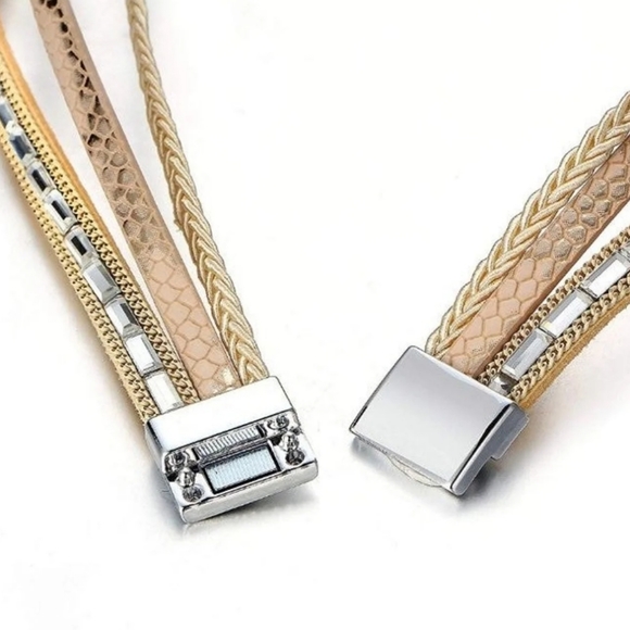 Bracelet/Cuff Vegan Leather Sparkly Snake Print - Picture 4 of 5